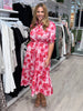 Pink Poppies Floral Print Dress - Pink/Multi