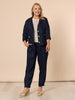 Sarah Linen Pleat Hem Pant - Navy RC&CO