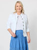 Military Style Denim Jacket - White