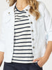 Military Style Denim Jacket - White