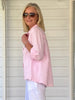 Ruffle Hem Linen Shirt - Pink