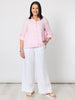 Linen Ruffle Hem Shirt - Pink RC&CO