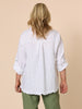 Ruffle Hem Linen Shirt - White - rc&co