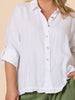 Ruffle Hem Linen Shirt - White - rc&co