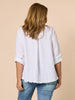 Ruffle Hem Linen Shirt - White - rc&co