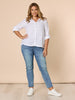 Ruffle Hem Linen Shirt - White - rc&co