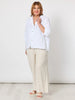 Ruffle Hem Linen Shirt - White