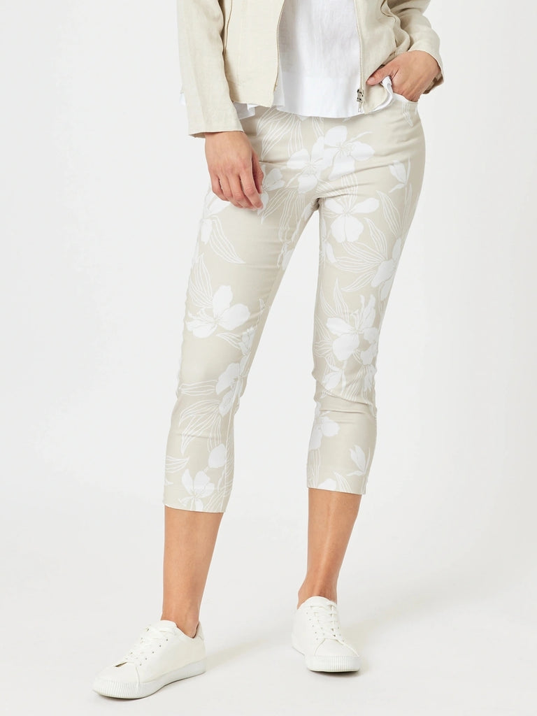 Morro Bay Floral Print Pant - Natural/White rc&co