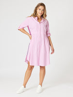 Skyler Stripe Shirt Dress - Pink White