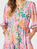 Mardi Gras Floral Print Dress - Pink/Multi rc&co