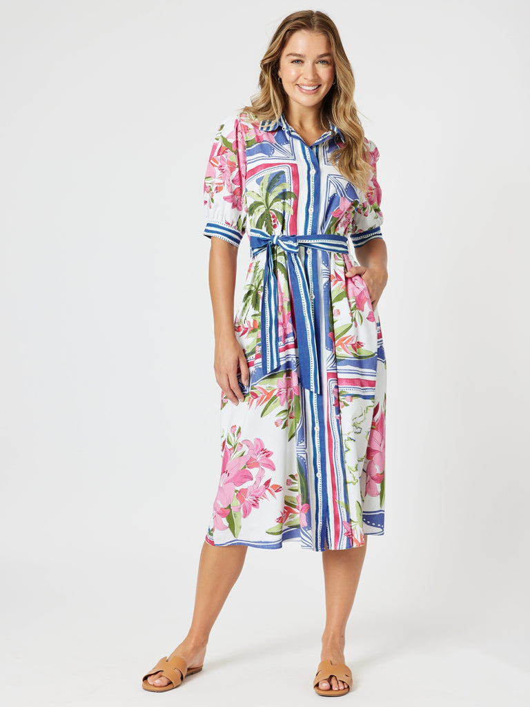 Monaco Midi Dress - Sardinia Blue Multi
