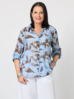 Kensington Floral Print Sheer Shirt - Blue Koko