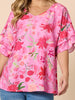 Summer Gala Floral Print Top - Hot Pink