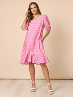 Floral Art Print Dress - Pink