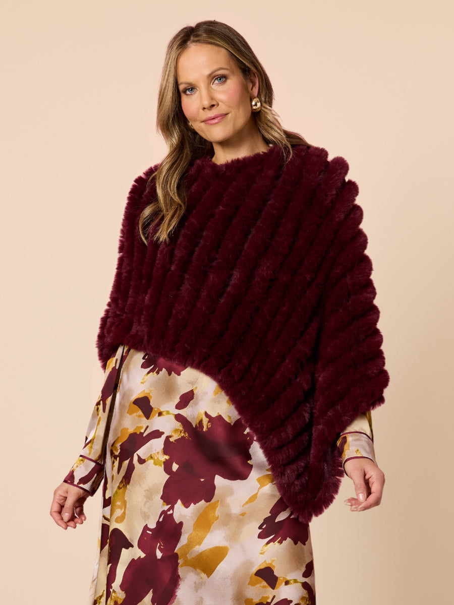 Roma Faux Fur Poncho - Shiraz – RC & Co