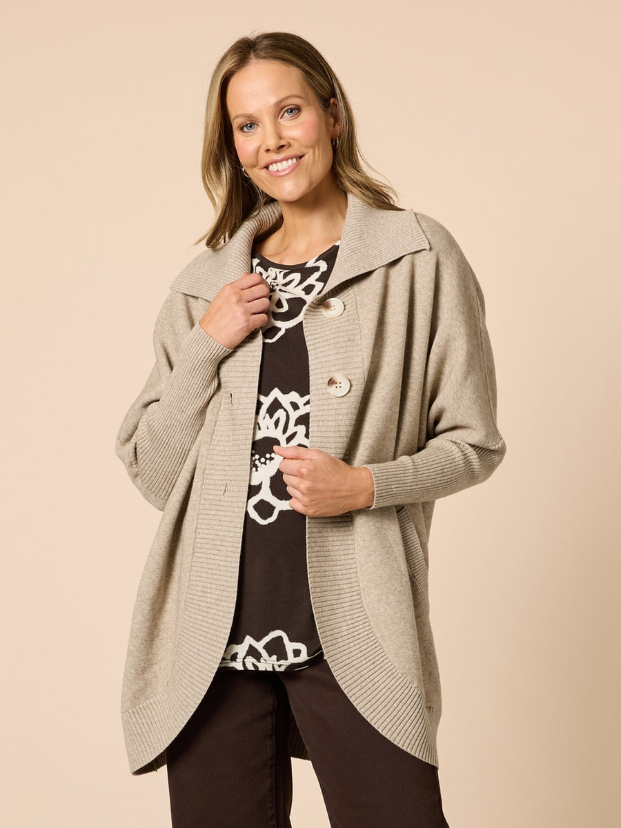 【L'Appartement】BICOLOR CARDIGAN Café Longline Cardigan - Latte – RC & Co