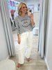Riviera Stripe Print Long Sleeve Tee - Navy/White
