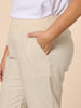 Sarah Linen Pleat Hem Pant - Natural