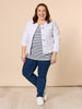 Collarless Frayed Hem Denim Jacket - White RC&CO