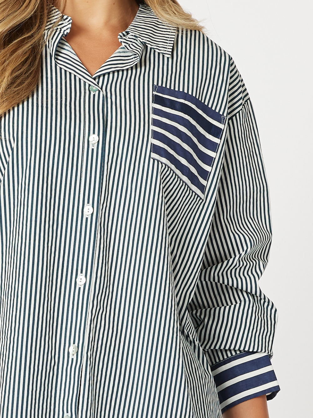 Anna Stripe Shirt - Navy