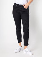 LA Distressed Pull On Stretch Denim Jean - Black