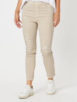 LA Distressed Pull On Stretch Denim Jean - Natural