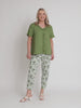 Alexandria Floral Print Pant - Basil White