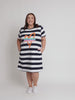 Heart Stripe Print Dress - Orange
