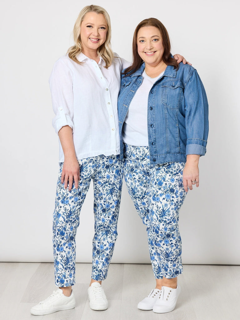 Alexandria Floral Print Pant and New Lux Pacific Blue
