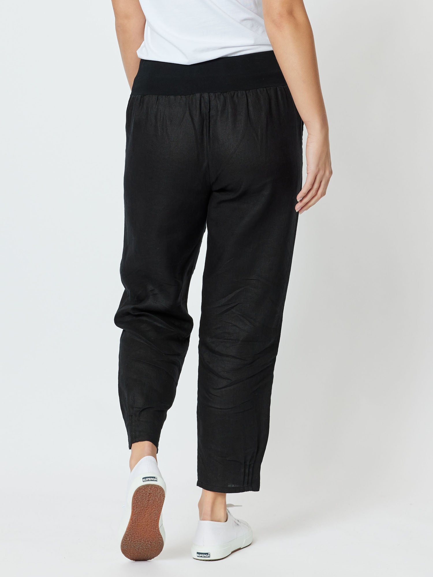 Jersey Waist Linen Pant - Black – RC & Co