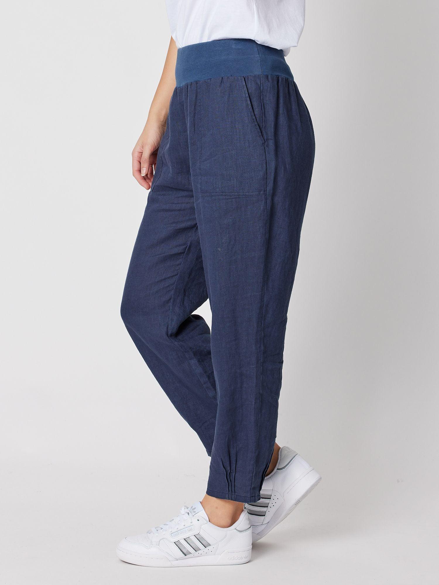 Jersey Waist Linen Pant - Marine