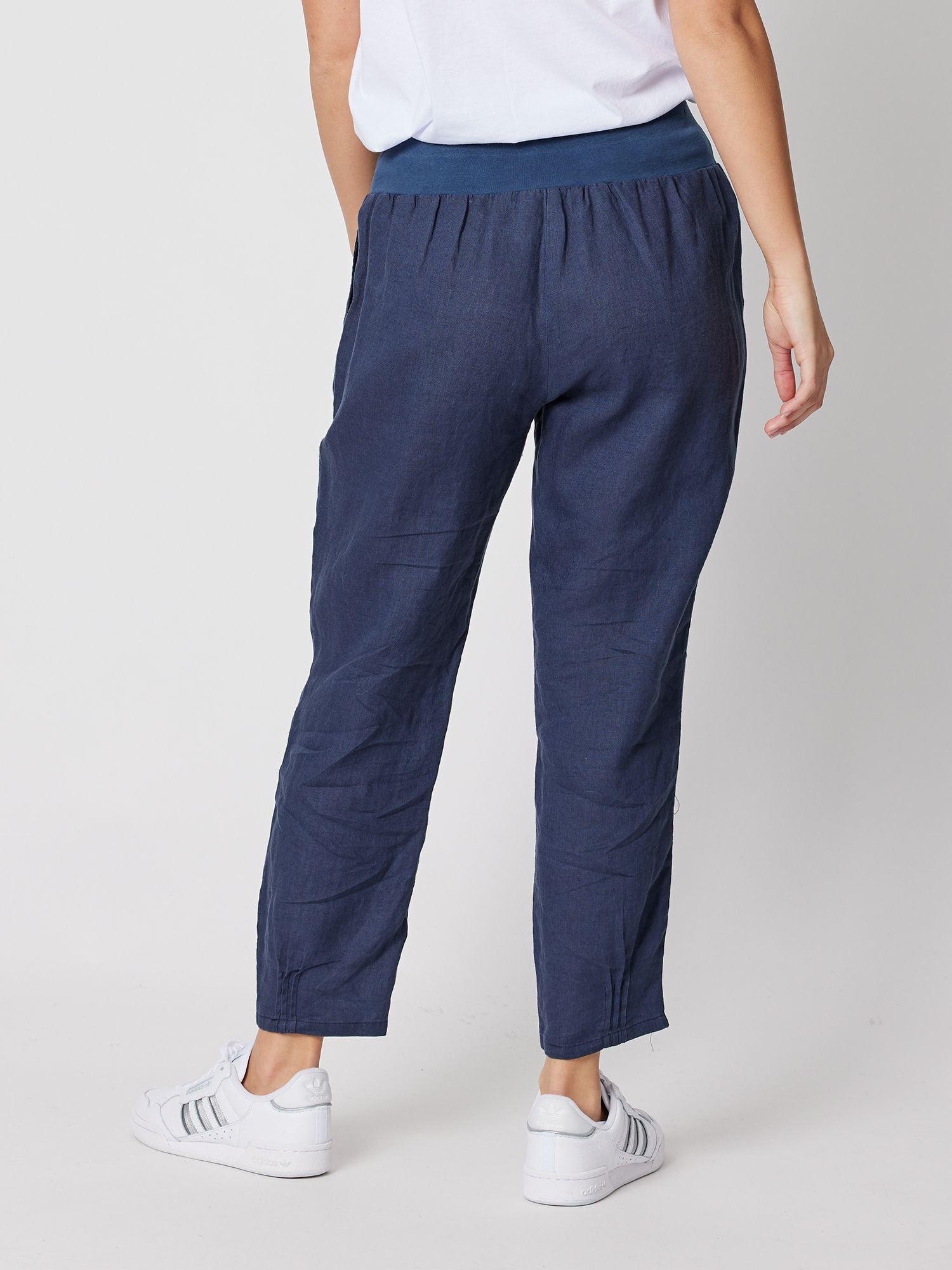 Jersey Waist Linen Pant - Marine