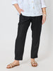 Sarah Linen Pleat Hem Pant - Black