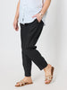 Sarah Linen Pleat Hem Pant - Black