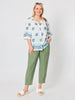 Sarah Linen Pleat Hem Pant - Fern