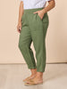 Sarah Linen Pleat Hem Pant - Khaki RC&CO