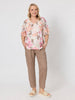 Sarah Linen Pleat Hem Pant - Mocha