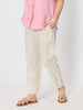 Sarah Linen Pleat Hem Pant - Natural