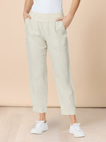Sarah Linen Pleat Hem Pant - Natural