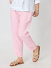 Sarah Linen Pleat Hem Pant - Pale Pink