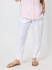 Sarah Linen Pleat Hem Pant - White