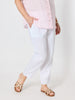 Sarah Linen Pleat Hem Pant - White