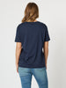 Cotton V - Neck -  T-shirt - Navy