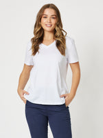 Cotton V - Neck - T-shirt - White