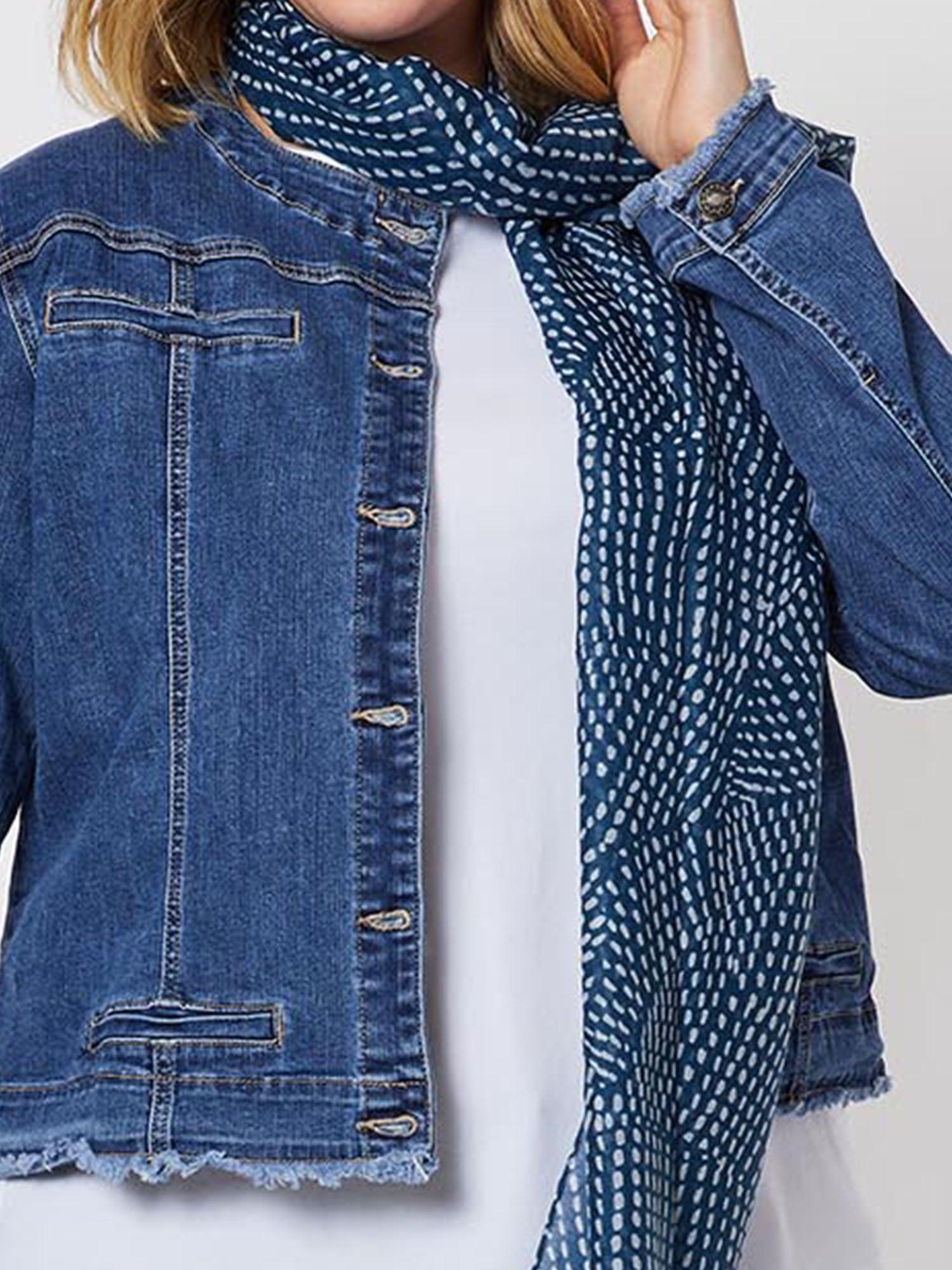 Droplets Printed Scarf - Blue