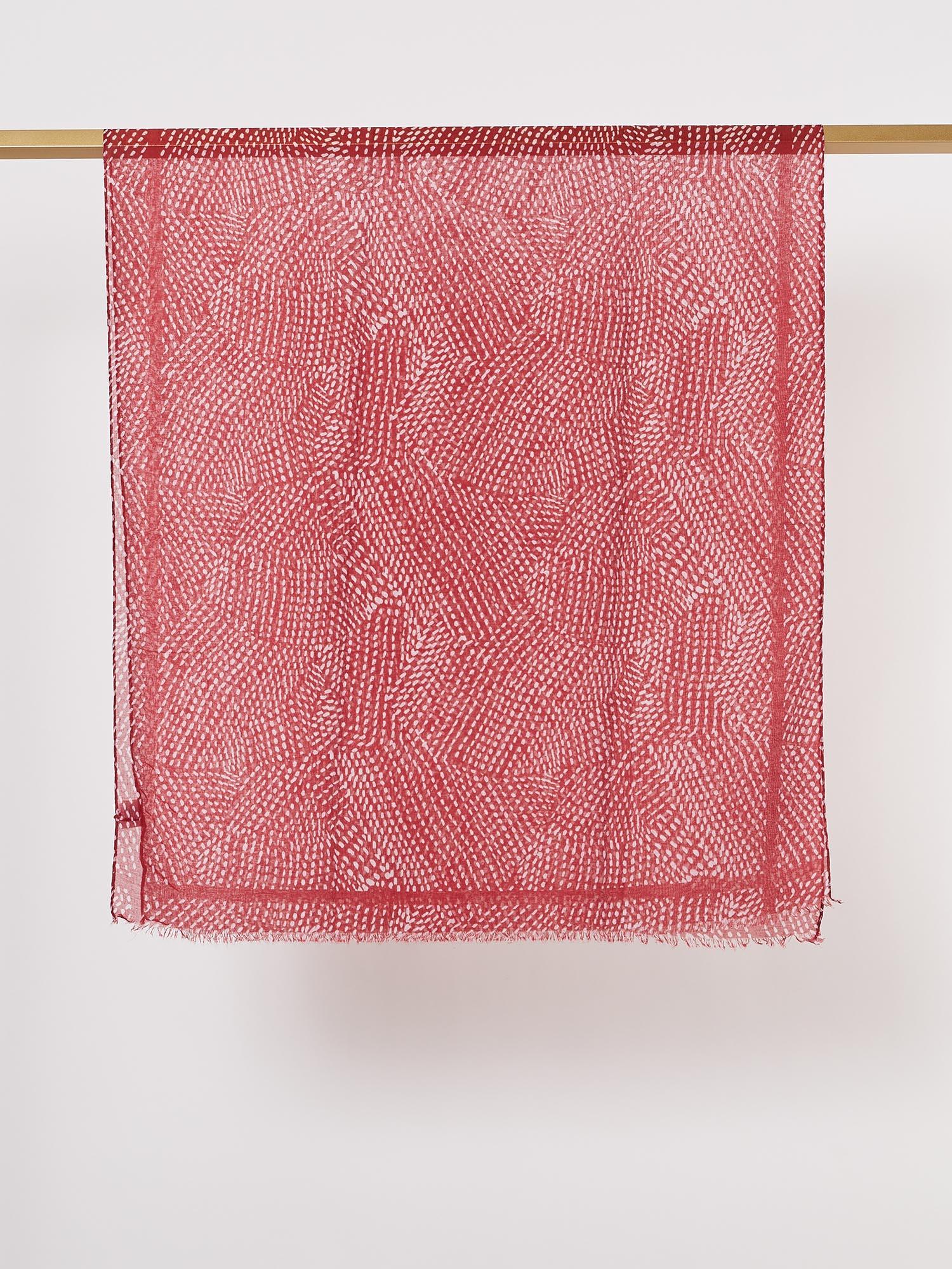 Droplets Printed Scarf - Red