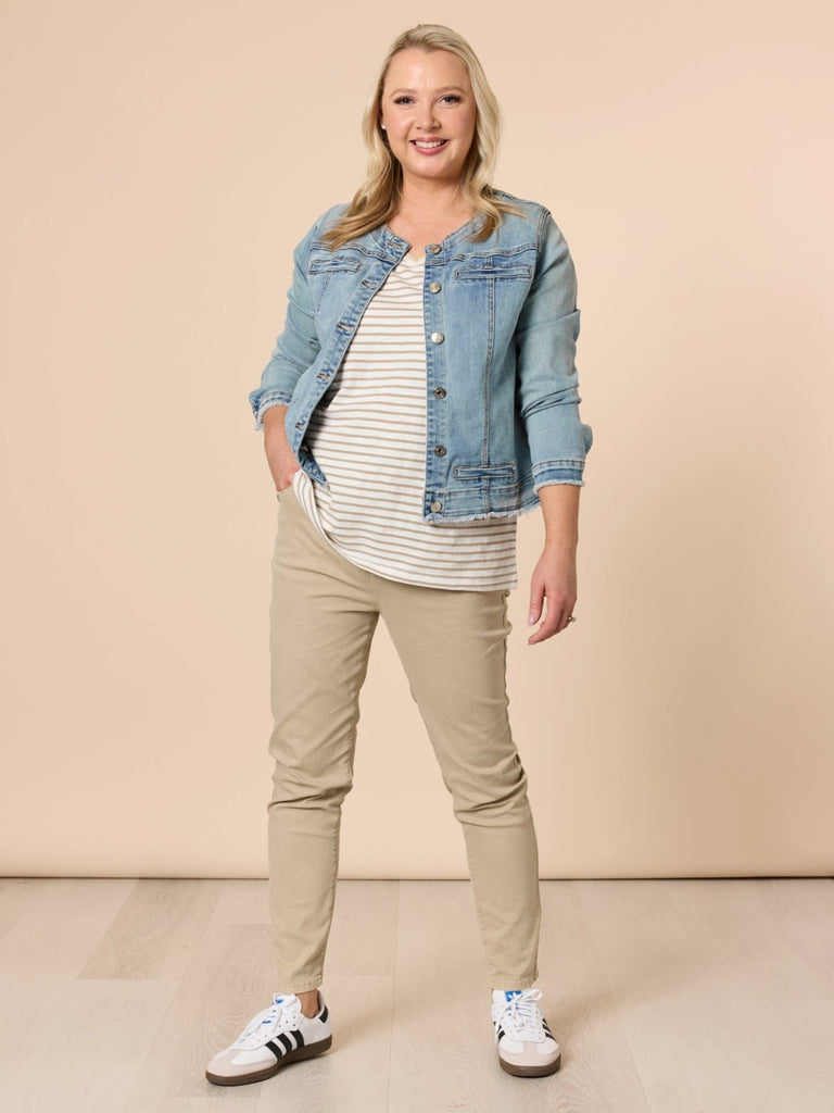 Collarless Denim Jacket - Denim RC&CO