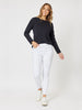 LA Distressed Pull On Stretch Denim Jean - White