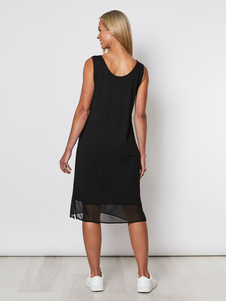 Reversible Georgette Hem Slip Dress - Black