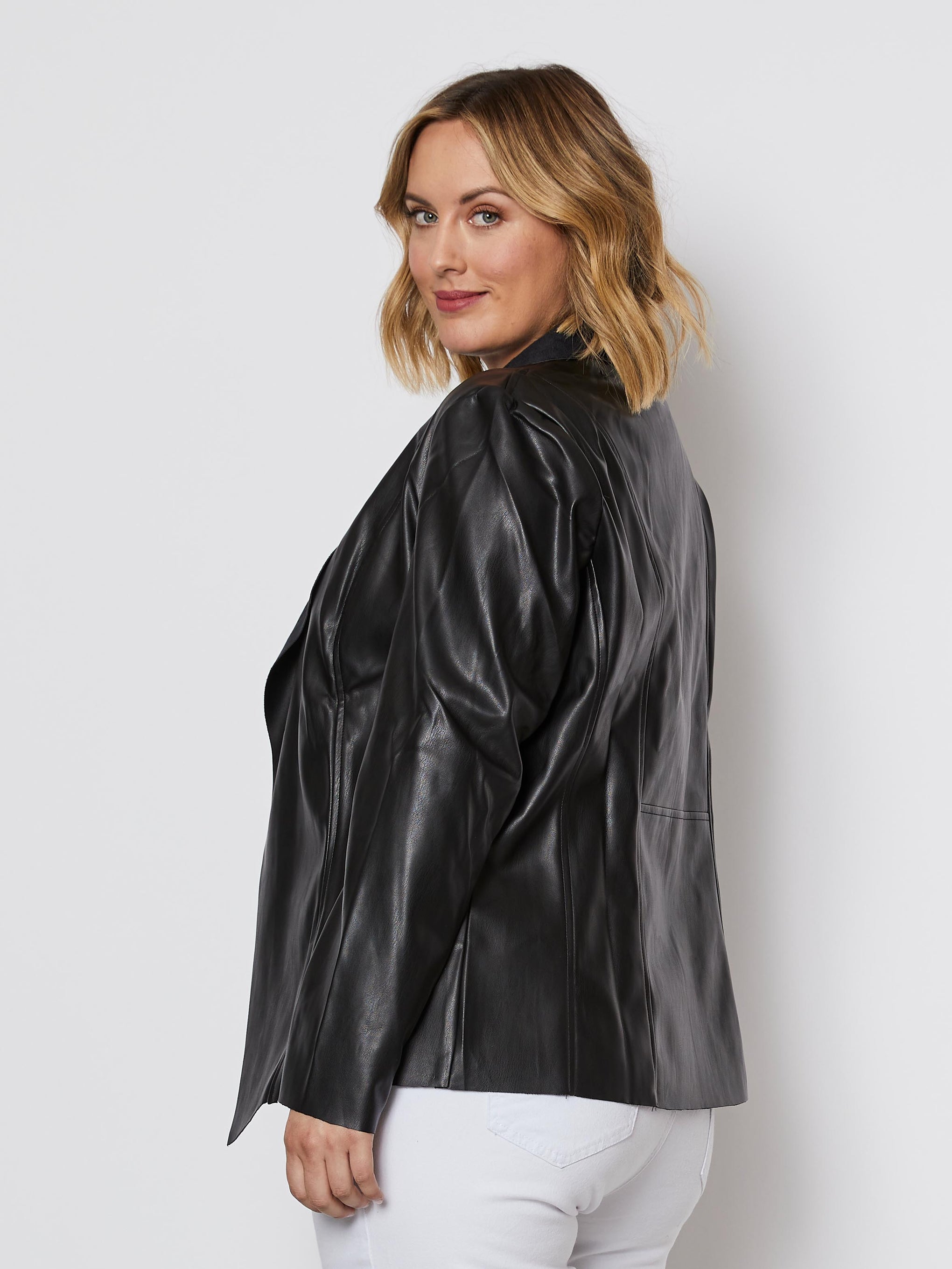 Faux Leather Jacket - Black